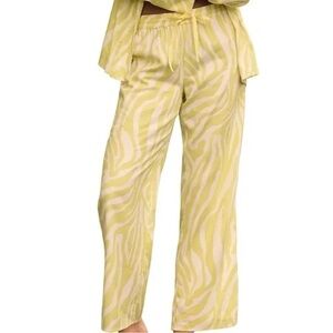 Anthropologie Yellow Zebra Print Wide Leg Pajama Lounge Pants L